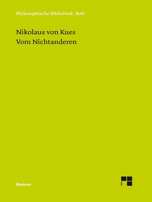 cover image of Vom Nichtanderen